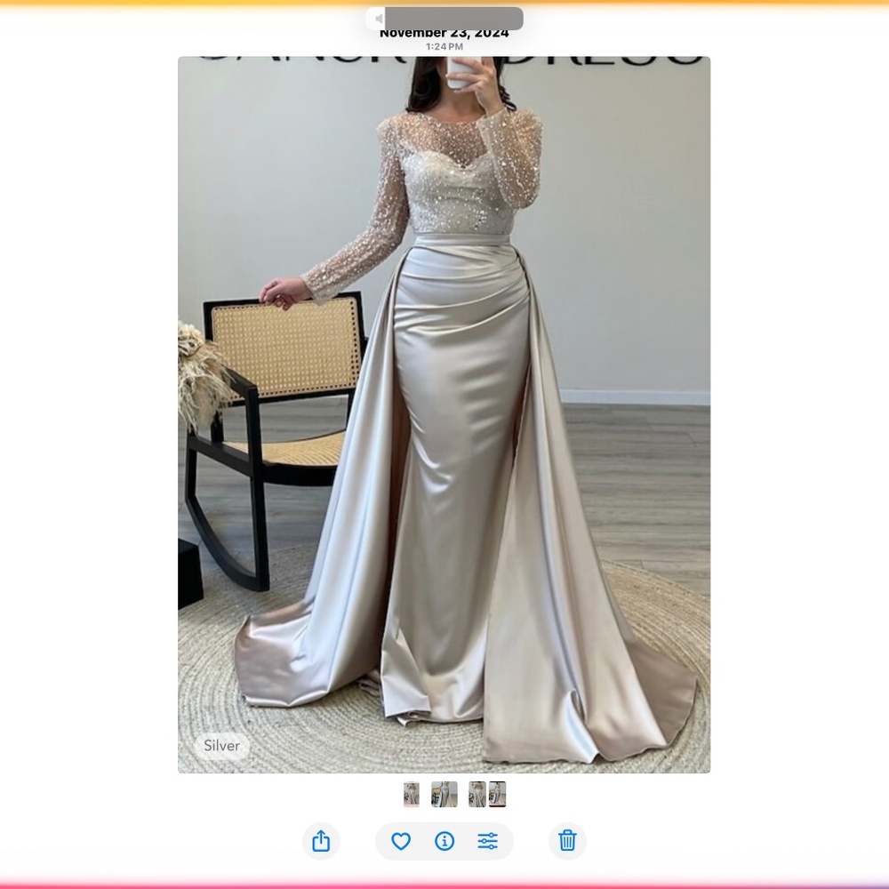 NWT -Silver gown mother of the bride/ bride/ special occasion .